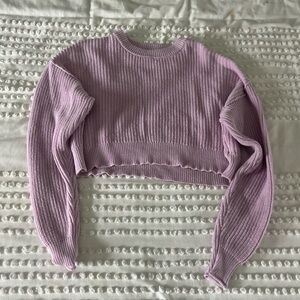 Lavender Ribbed Knit Crop Top